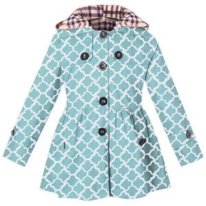 NEW Girls Blue Hooded Trench Coat